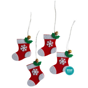 Felt Decorations - Christmas Stockings with Bell